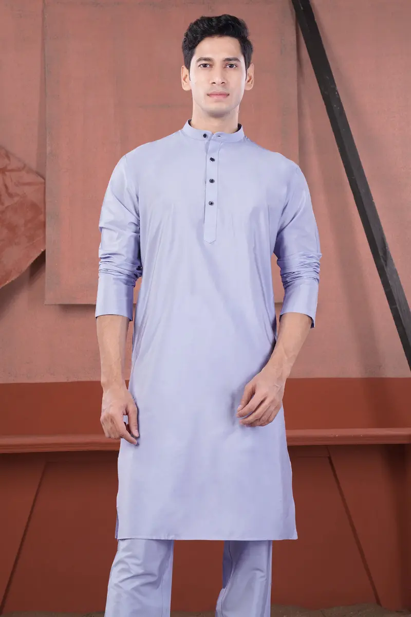Heather Purple Subtle Sheen Viscose Kurta Set 6