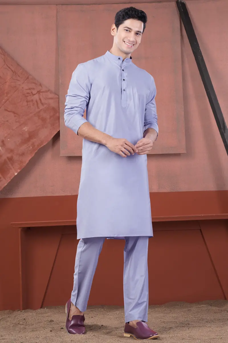 Heather Purple Subtle Sheen Viscose Kurta Set 7