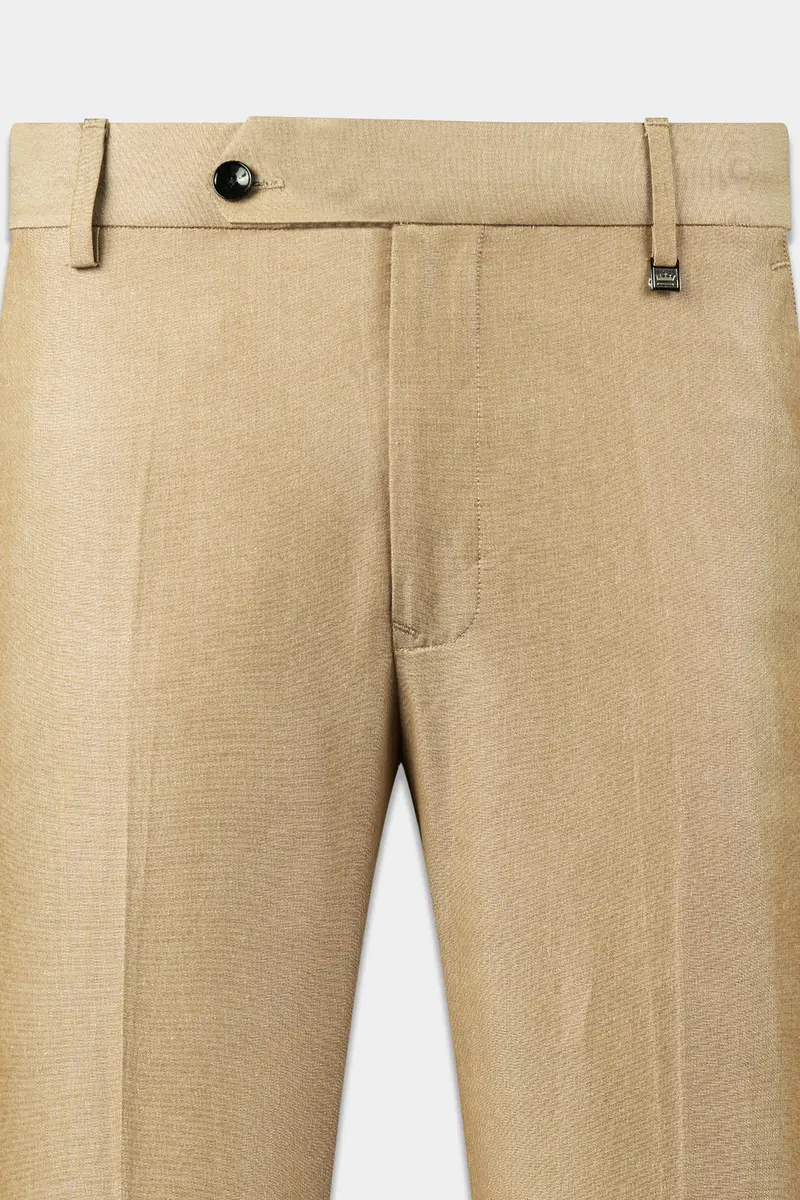 Heathered Light Brown Cross Placket Bandhgala Suit 11