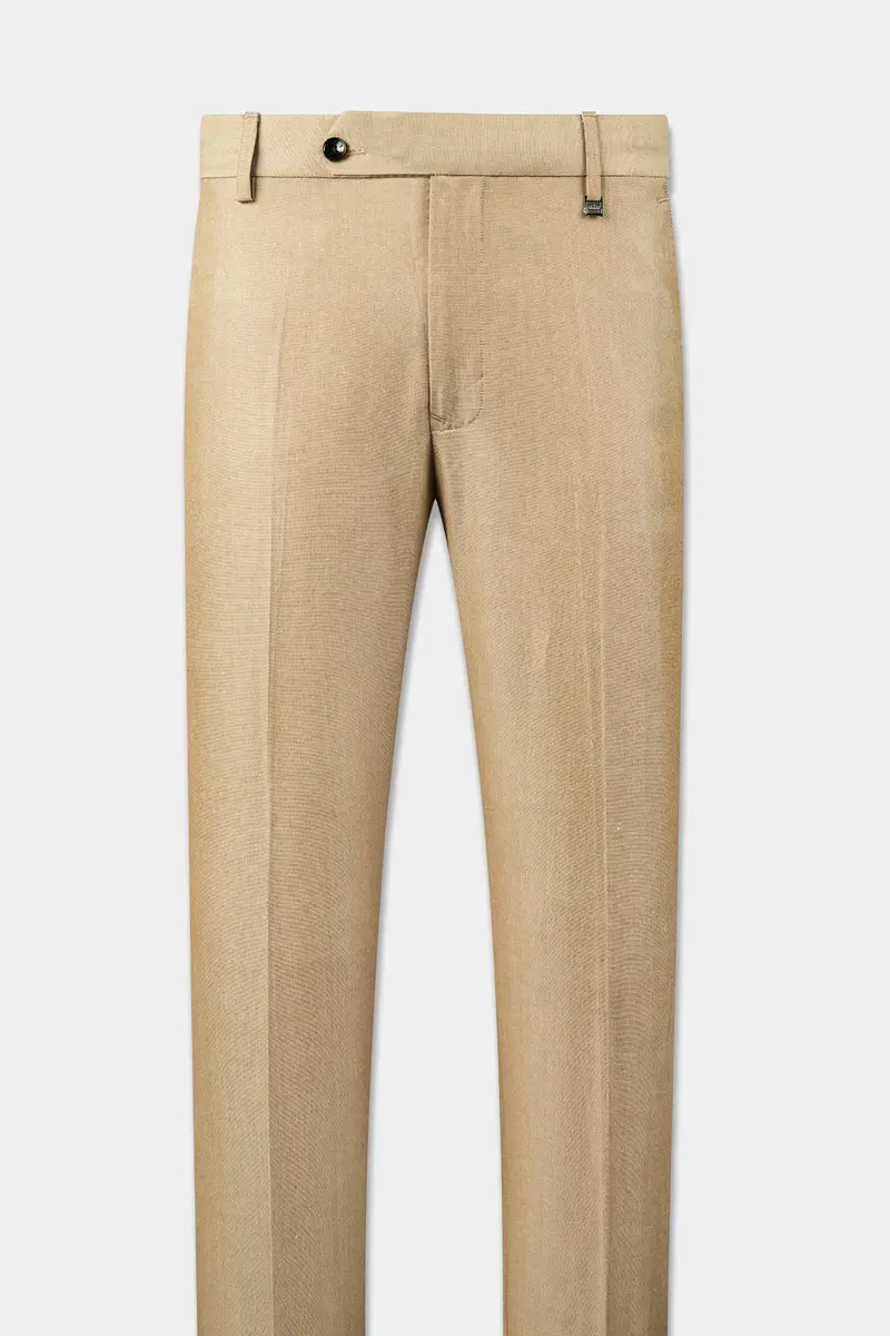 Heathered Light Brown Cross Placket Bandhgala Suit 12