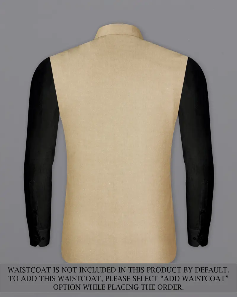 Heathered Light Brown Cross Placket Bandhgala Suit 15