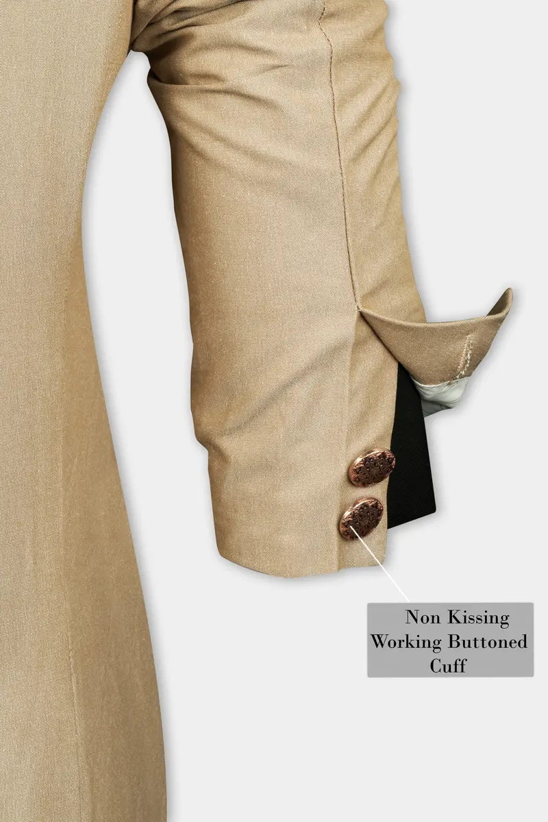Heathered Light Brown Cross Placket Bandhgala Suit 8