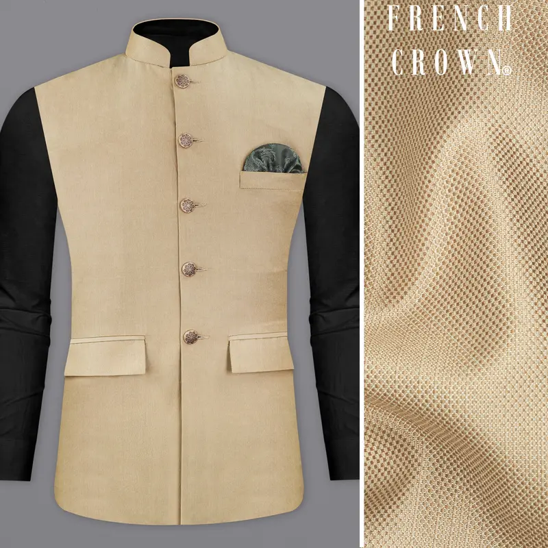 Heathered Light Brown Nehru Jacket 1