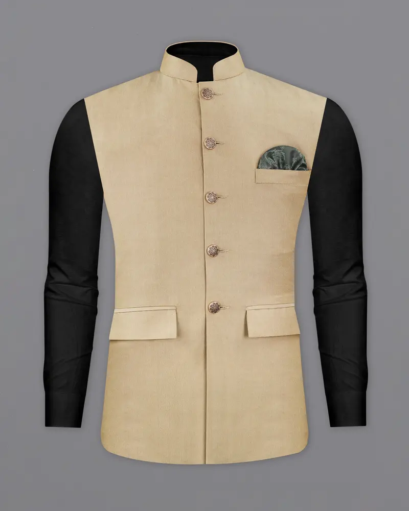 Heathered Light Brown Nehru Jacket 2