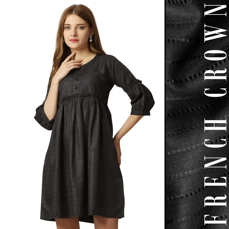 Heavy Metal Black Striped Dobby Premium Giza Cotton Dress 1