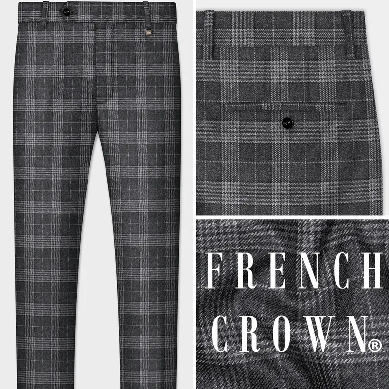 Heavy Metal Gray Plaid Tweed Pant 1