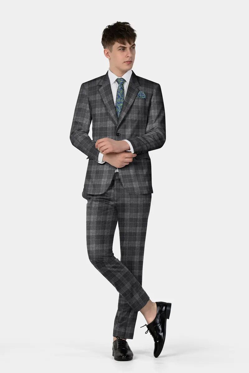 Heavy Metal Gray Plaid Tweed Pant 7