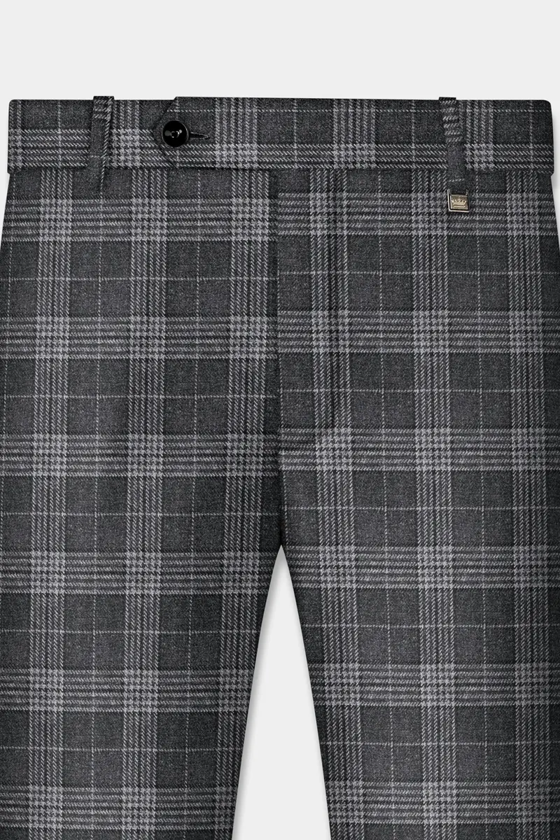 Heavy Metal Gray Plaid Wool Blend Suit 10