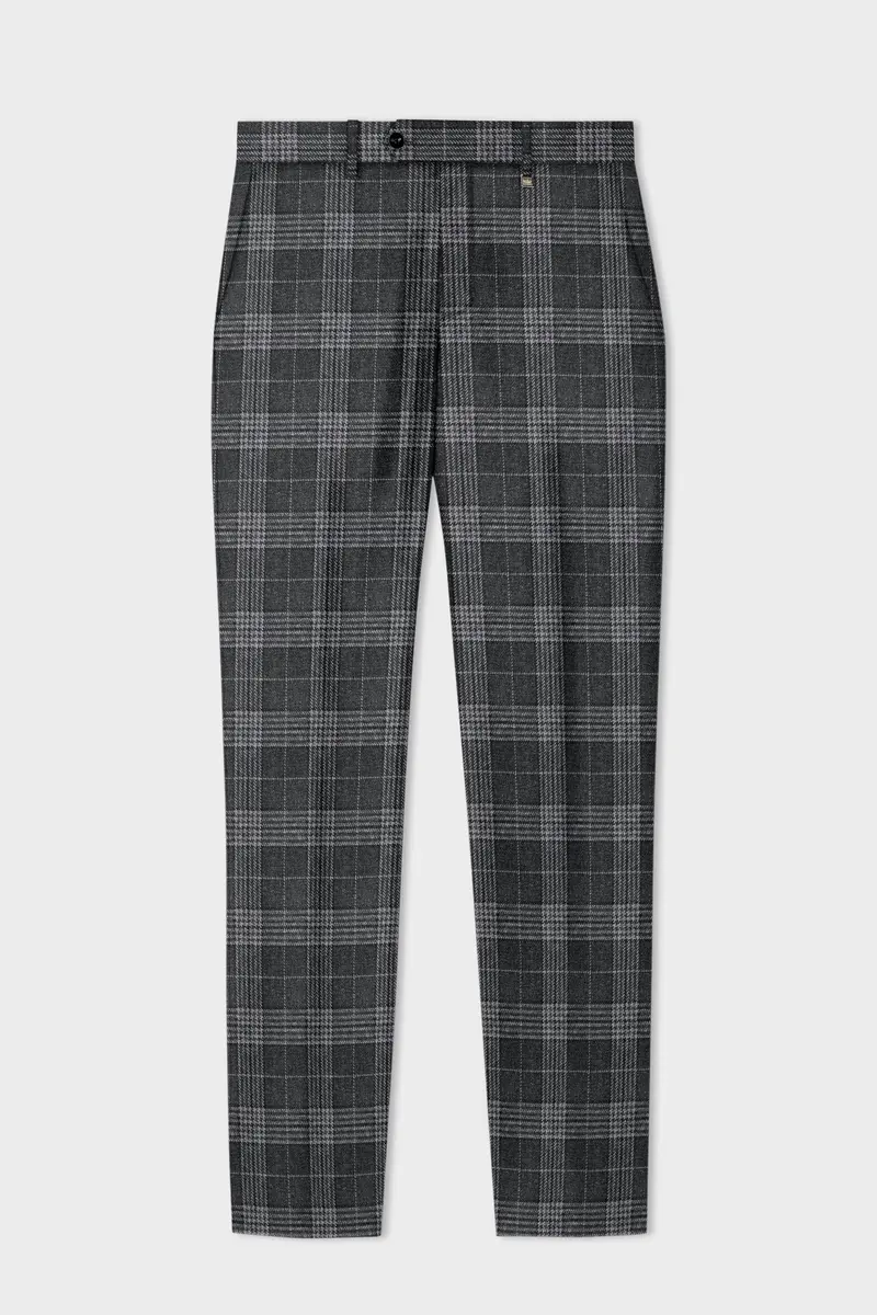 Heavy Metal Gray Plaid Wool Blend Suit 13