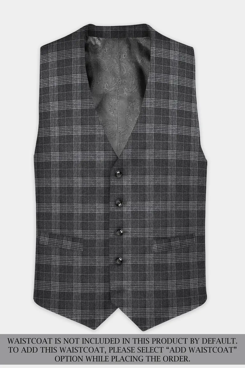 Heavy Metal Gray Plaid Wool Blend Suit 14