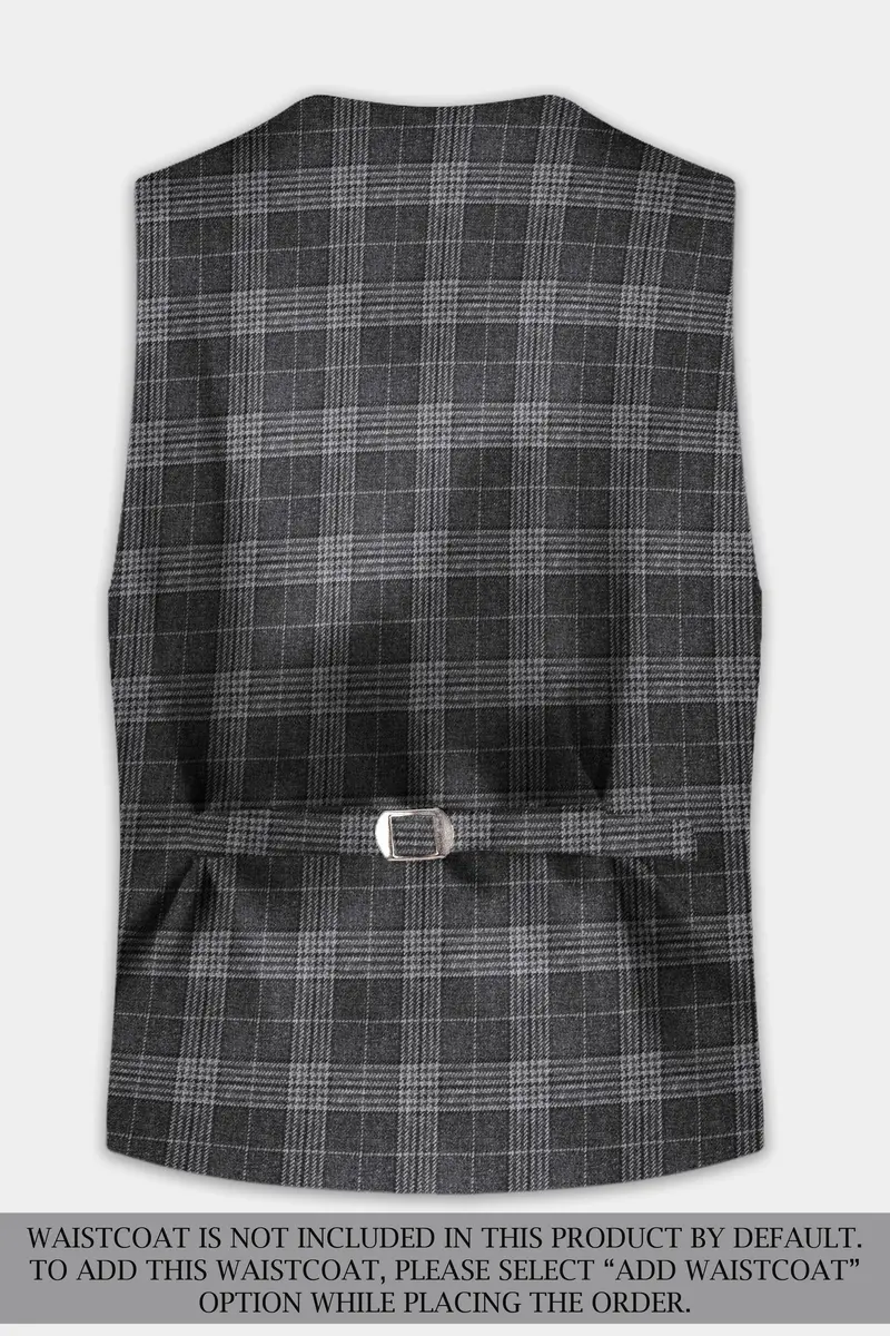 Heavy Metal Gray Plaid Wool Blend Suit 15