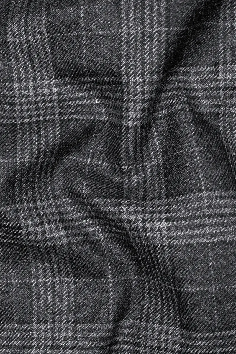 Heavy Metal Gray Plaid Wool Blend Suit 3