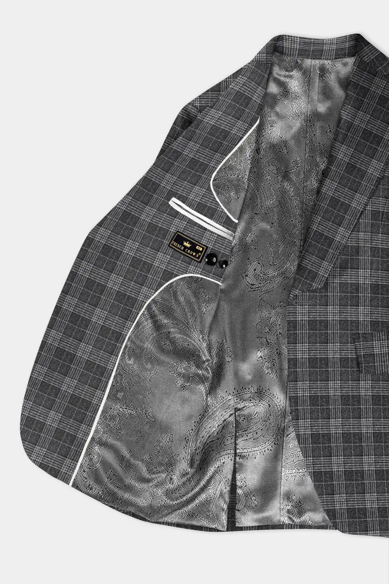 Heavy Metal Gray Plaid Wool Blend Suit 4