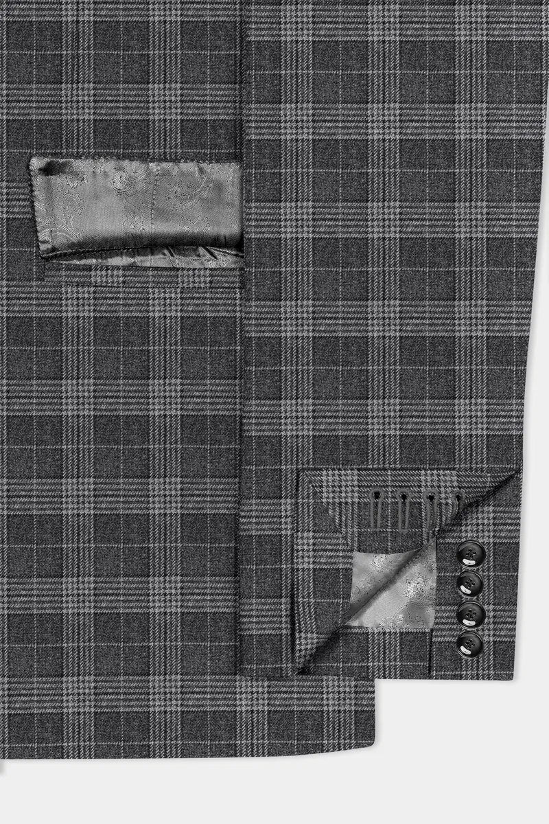 Heavy Metal Gray Plaid Wool Blend Suit 5