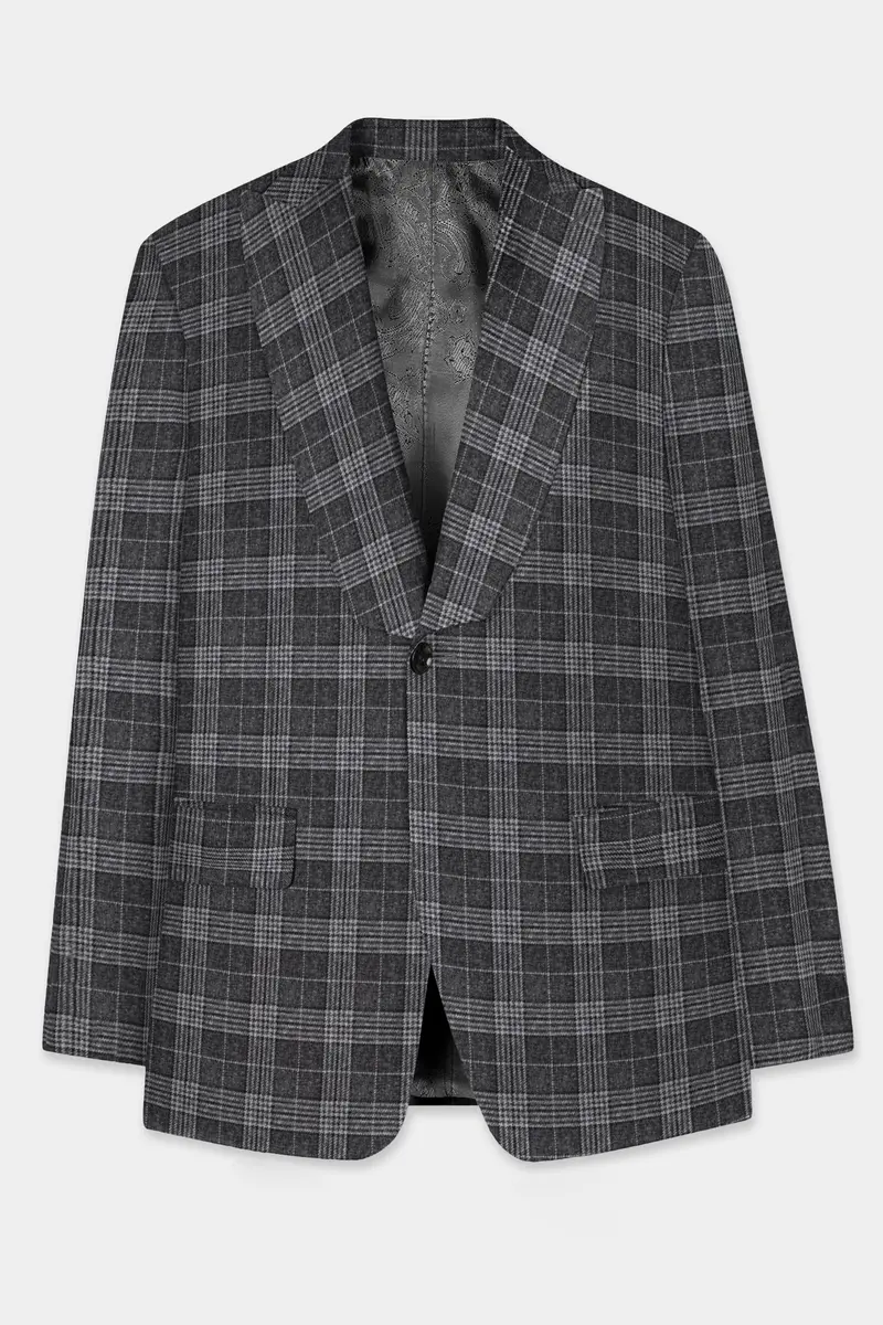 Heavy Metal Gray Plaid Wool Blend Suit 6
