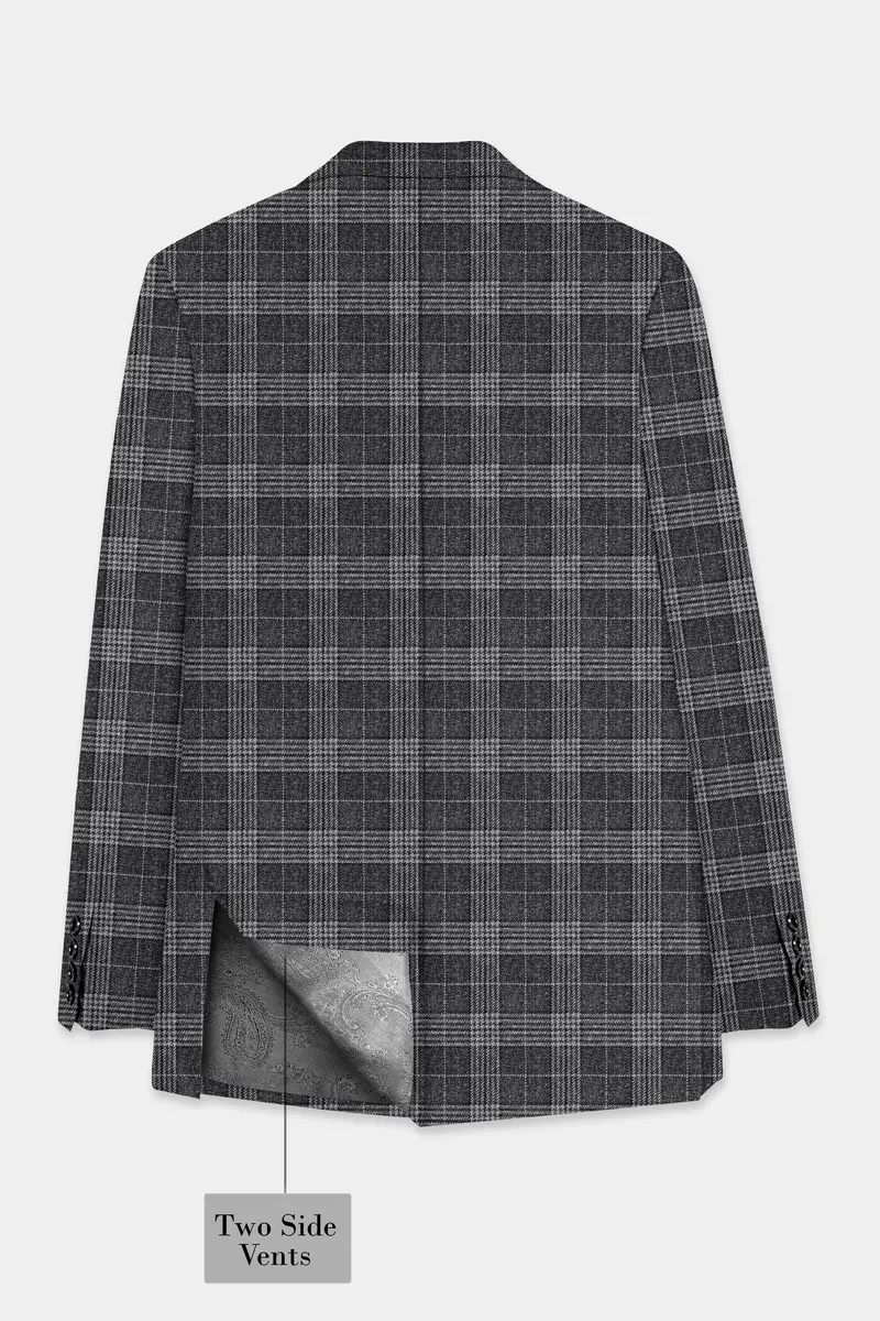 Heavy Metal Gray Plaid Wool Blend Suit 7