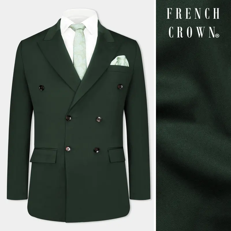 Heavy Metal Green Double Breasted Premium Cotton Stretchable Traveler Blazer 1