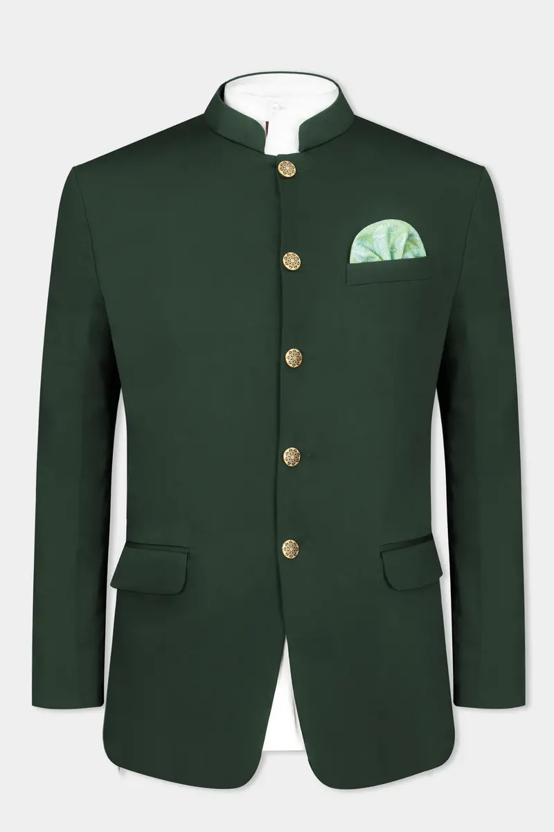 Heavy Metal Green Premium Cotton Bandhgala Stretchable Traveler Blazer 2