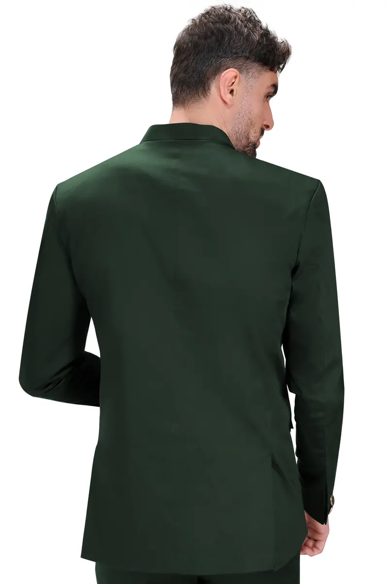 Heavy Metal Green Premium Cotton Bandhgala Stretchable Traveler Blazer 6