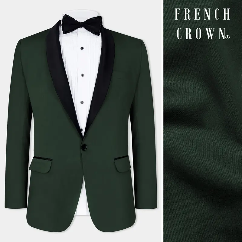 Heavy Metal Green Premium Cotton Tuxedo Stretchable Traveler Blazer 1