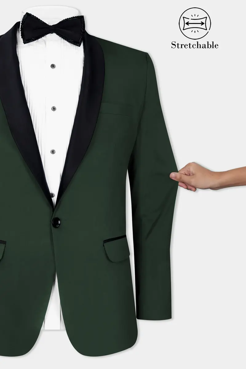 Heavy Metal Green Premium Cotton Tuxedo Stretchable Traveler Blazer 4
