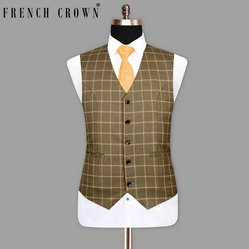 Hemlock Brown Windowpane Sports Waistcoat 1