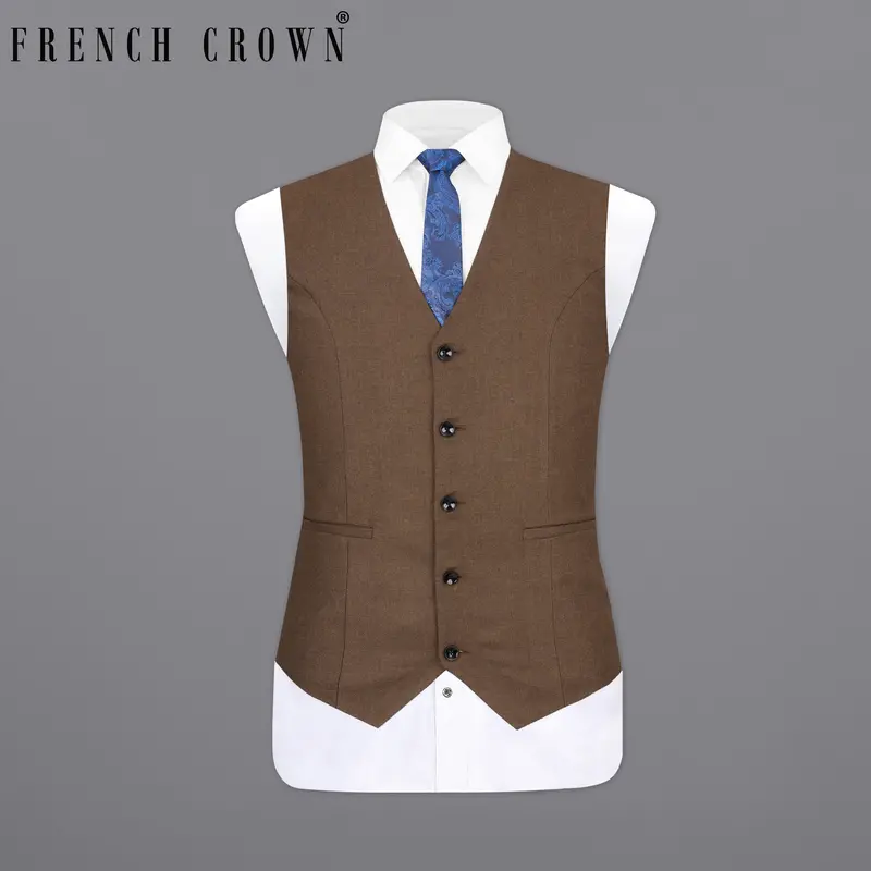 Hemlock Brown Wool Rich Designer Waistcoat 1