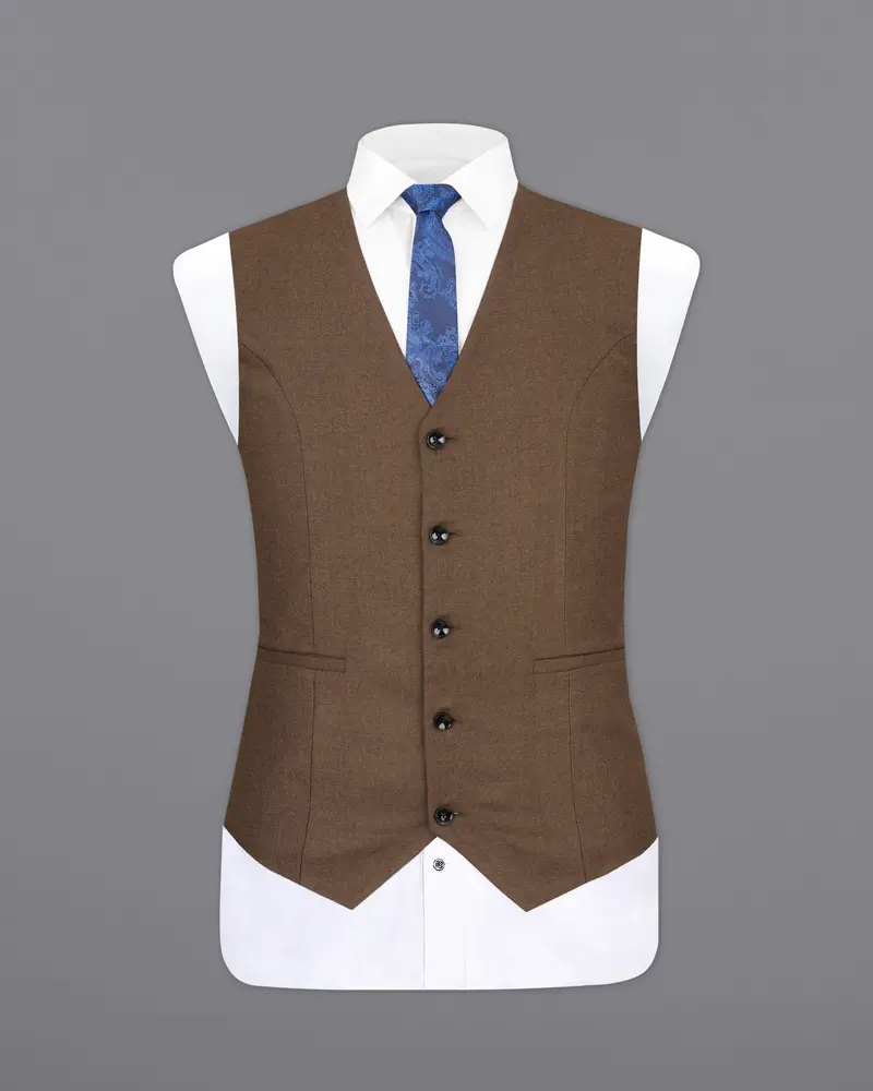 Hemlock Brown Wool Rich Designer Waistcoat 2