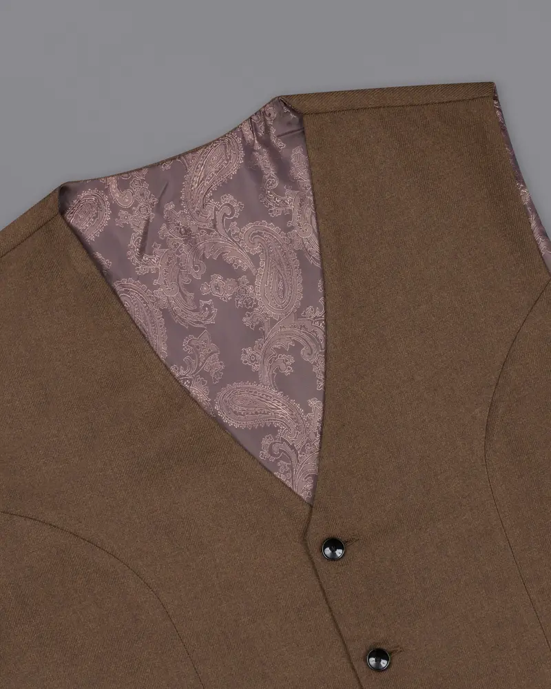 Hemlock Brown Wool Rich Designer Waistcoat 4