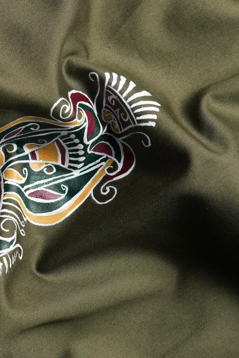Hemlock Green Alpana Art Hand Painted Subtle Sheen Super Soft Premium Cotton Designer Kurta 3