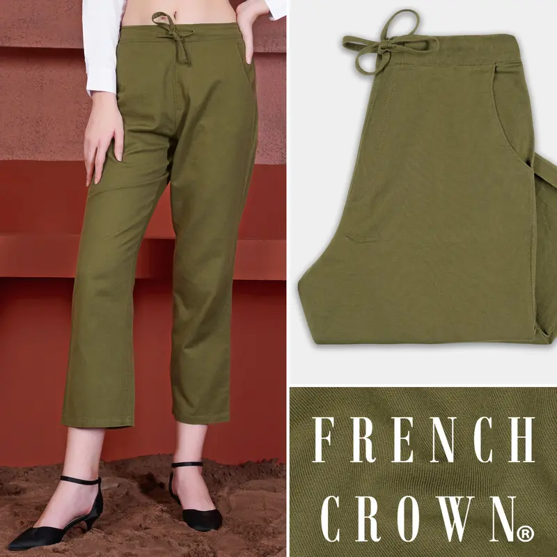 Hemlock Green Ankle Length Premium Cotton Palazzo 1