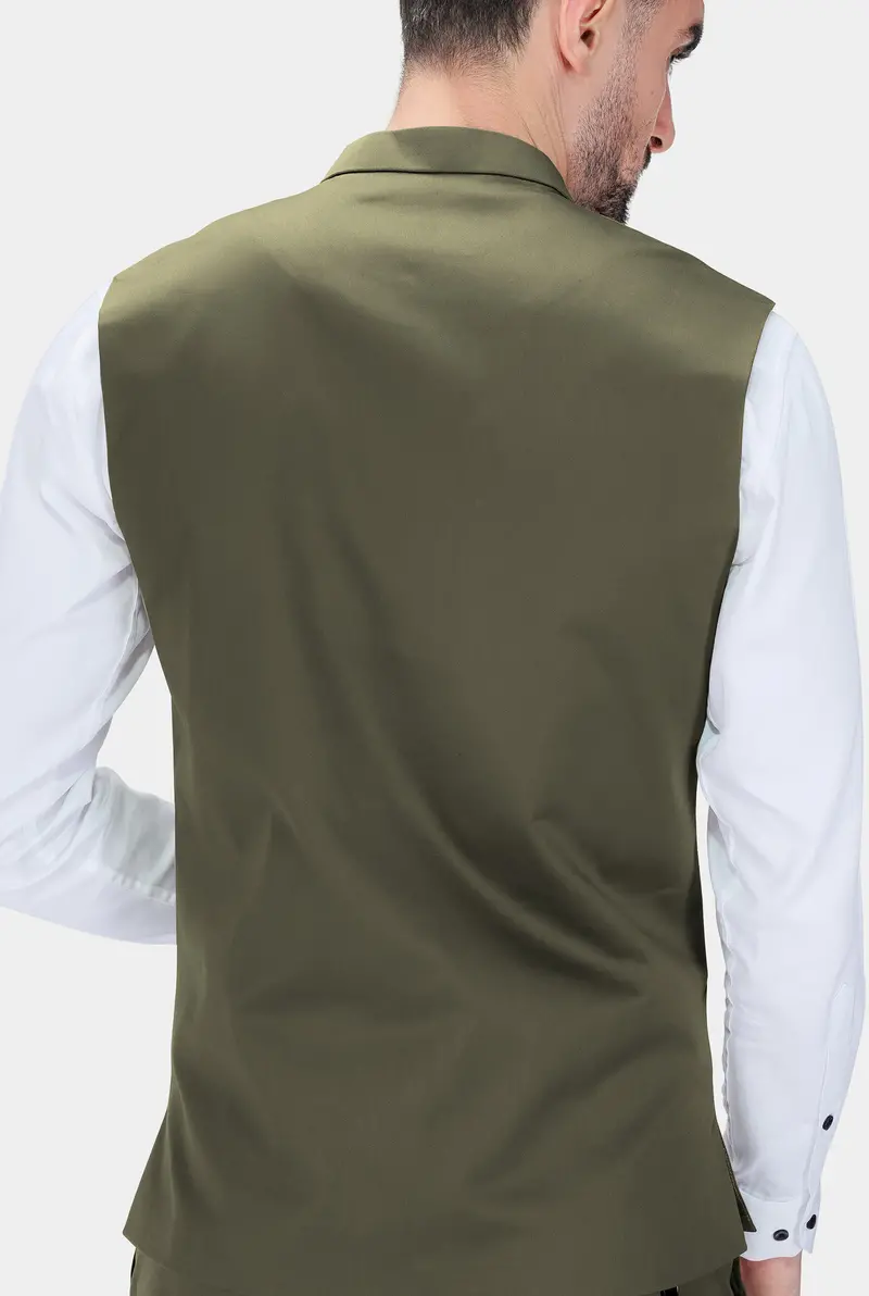 Hemlock Green Premium Cotton Stretchable Traveler Nehru Jacket 4