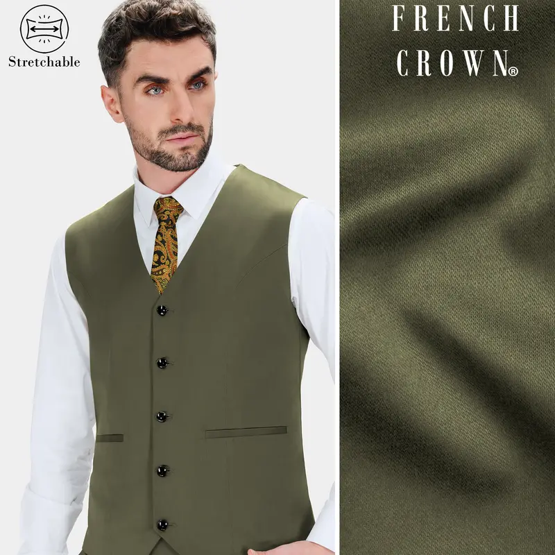 Hemlock Green Premium Cotton Stretchable Traveler Waistcoat 1