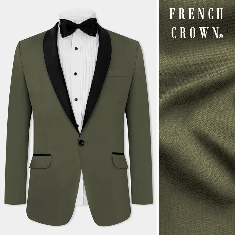 Hemlock Green Premium Cotton Tuxedo Stretchable Traveler Blazer 1