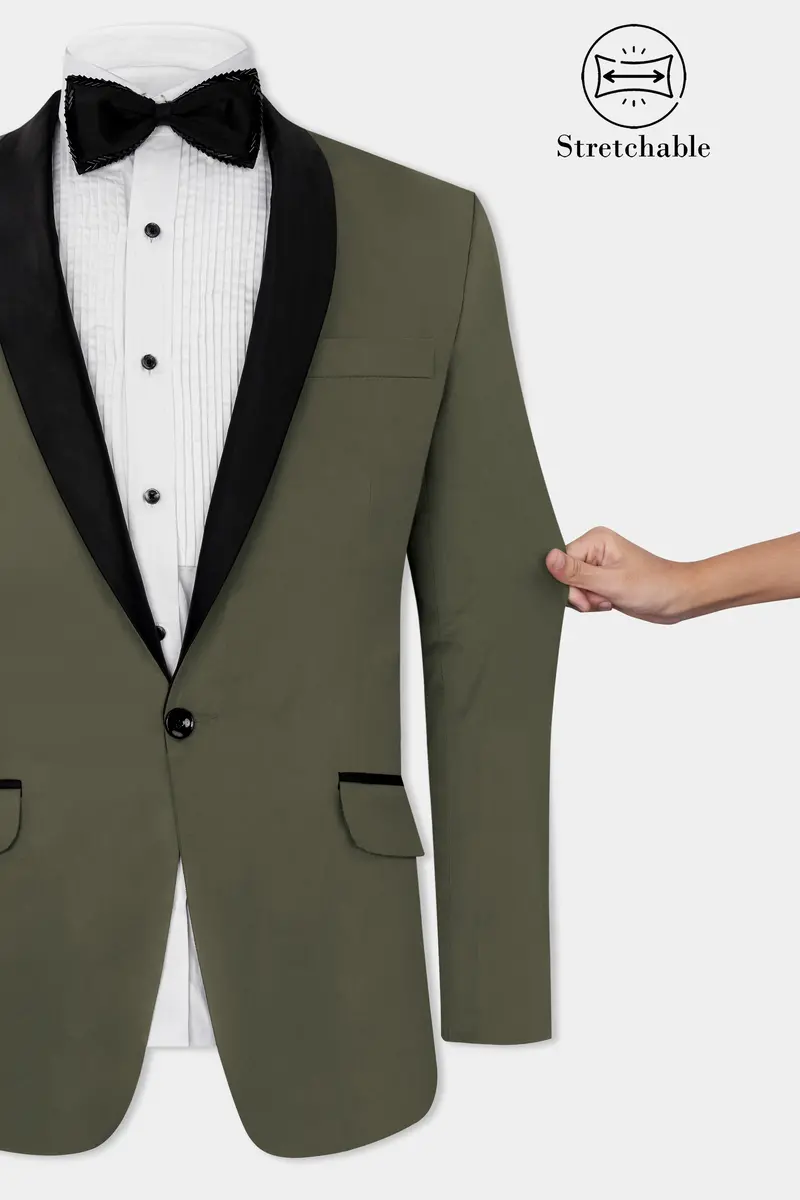 Hemlock Green Premium Cotton Tuxedo Stretchable Traveler Blazer 4