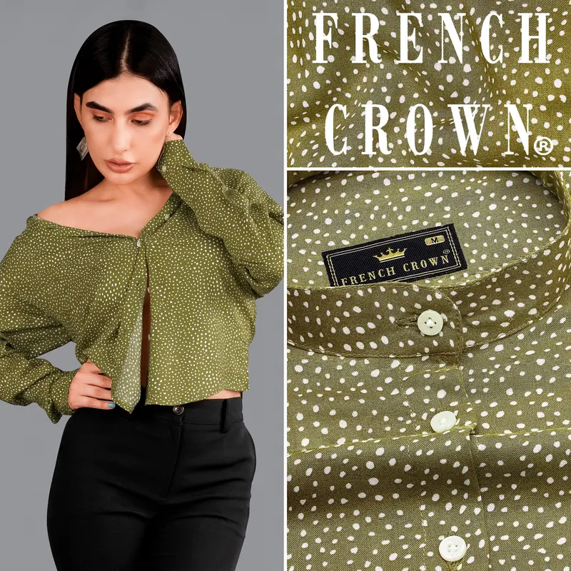 Hemlock Green Printed Premium Tencel Shirt 1