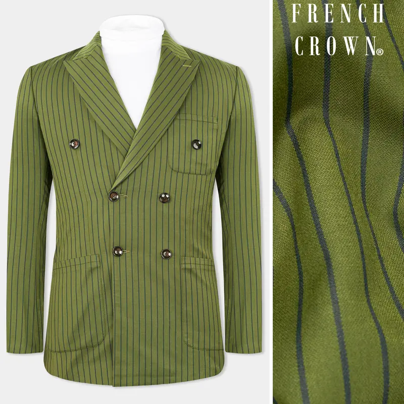 Hemlock Green Striped Double Breasted Sports Blazer 1