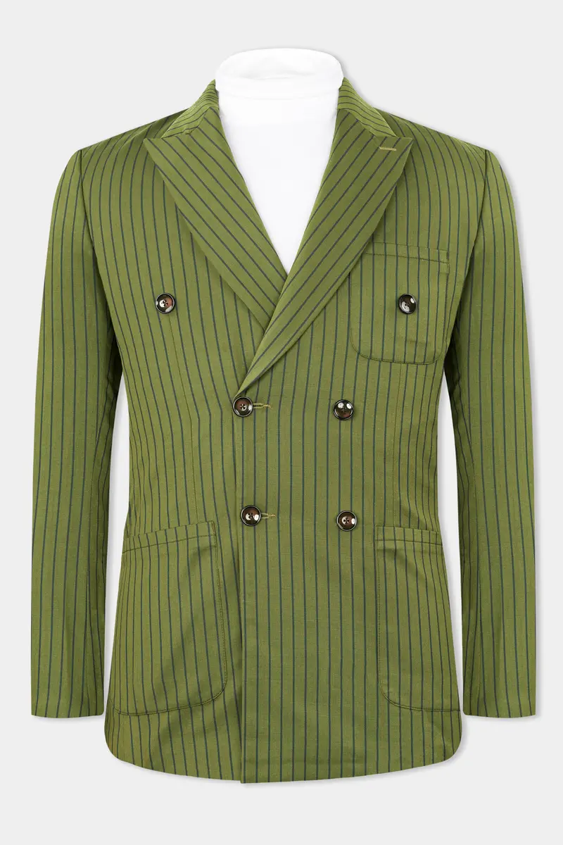 Hemlock Green Striped Double Breasted Sports Blazer 2