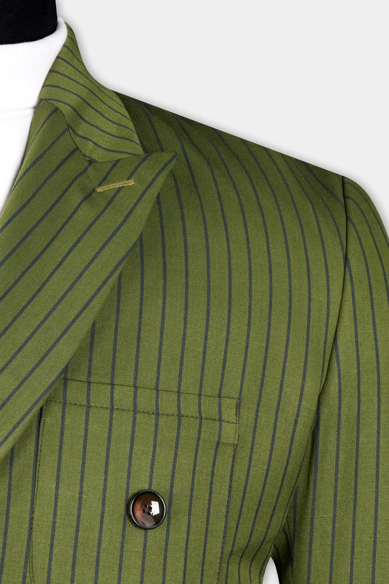 Hemlock Green Striped Double Breasted Sports Blazer 4