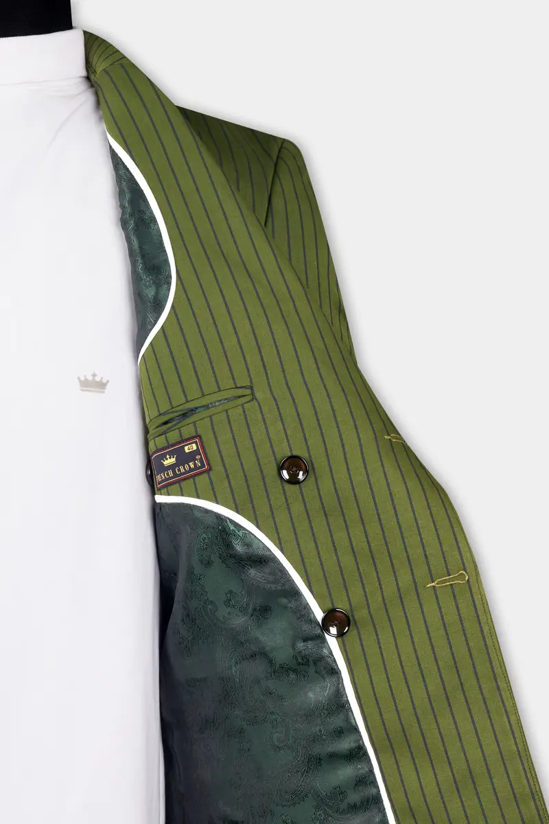Hemlock Green Striped Double Breasted Sports Blazer 5
