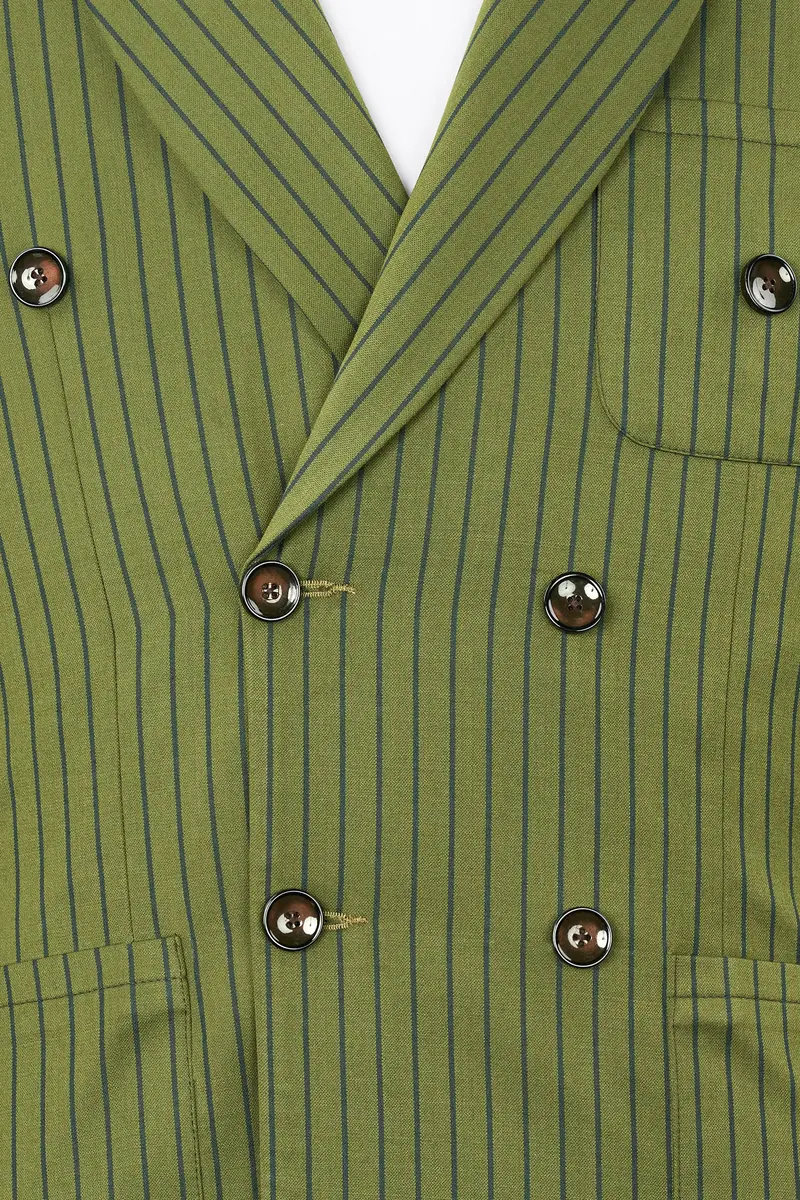 Hemlock Green Striped Double Breasted Sports Blazer 6