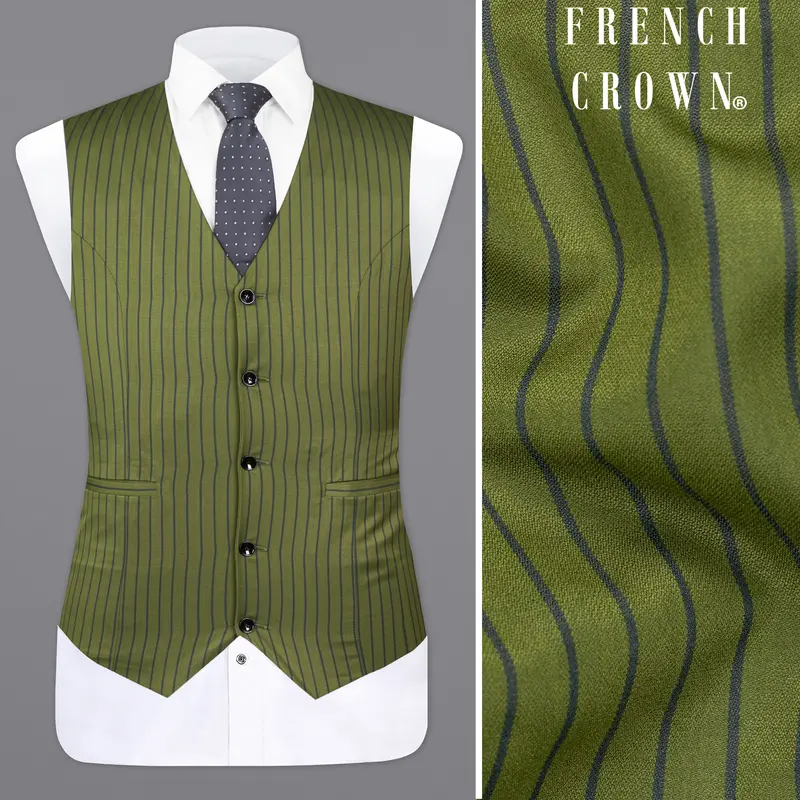 Hemlock Green Striped Waistcoat 1