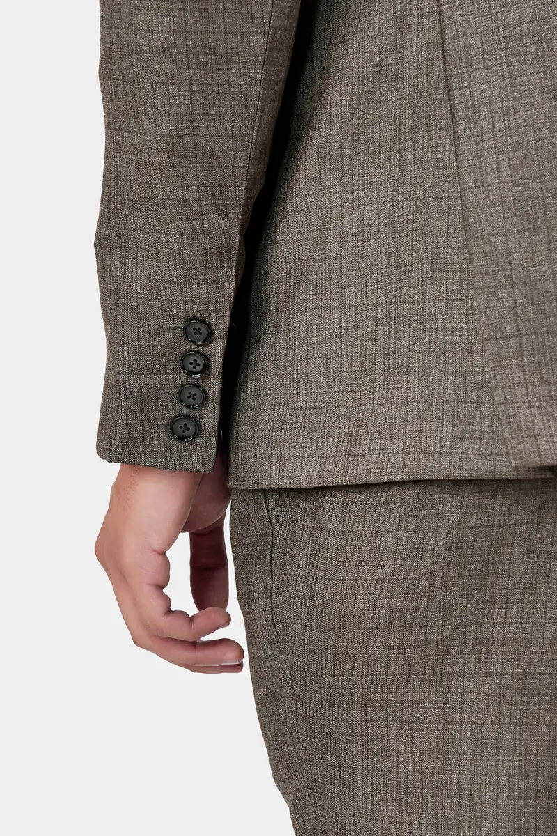 Hemp Brown Checkered Wool Rich Double Breasted Blazer 4