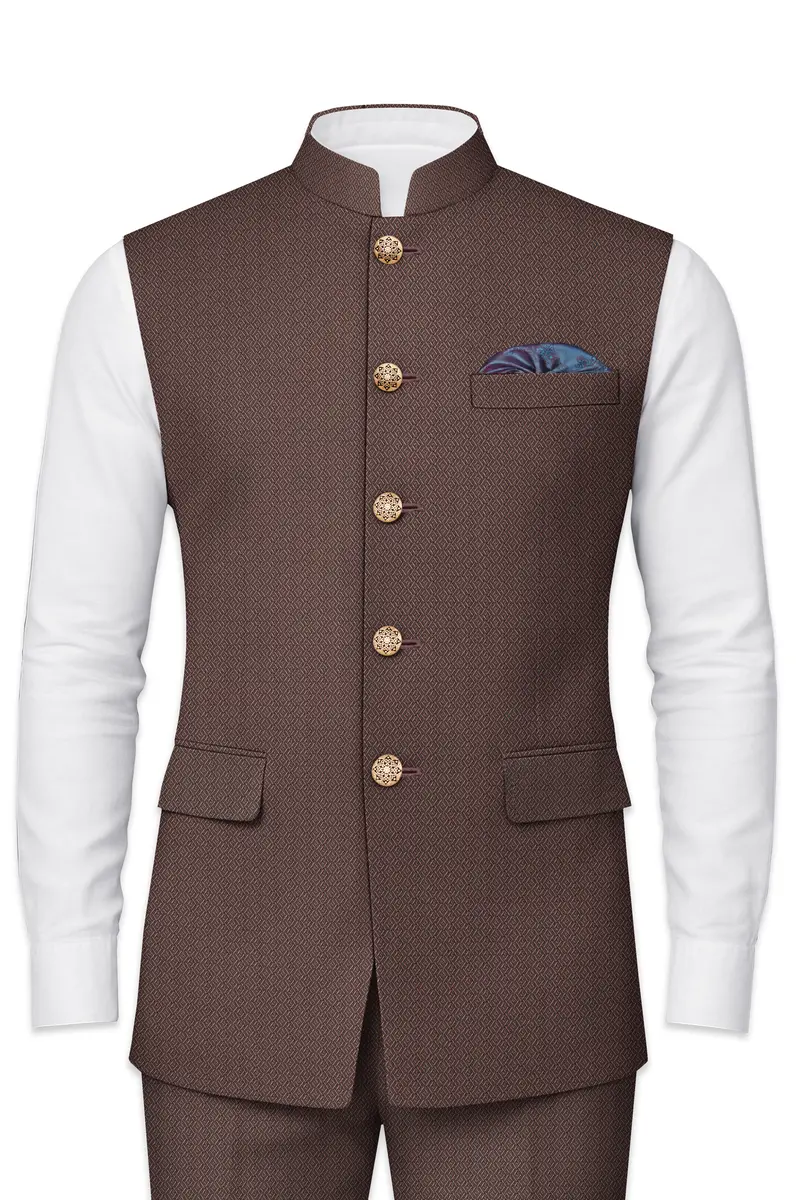 Hemp Brown Wool Rich Nehru Jacket 2
