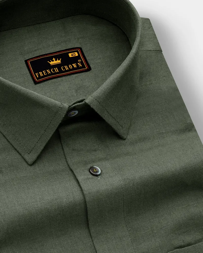 Herbanor-Merlin Green Luxurious Linen Dress Shirt 1