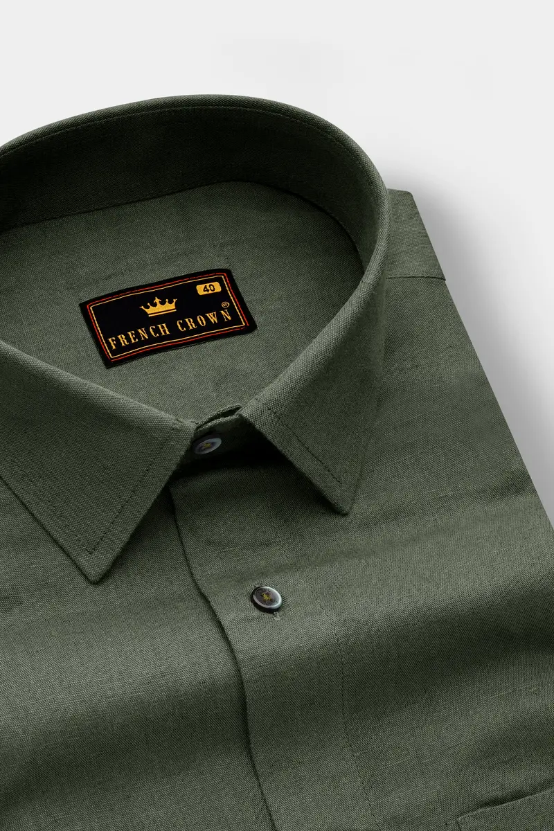 Herbanor-Merlin Green Luxurious Linen Dress Shirt 2