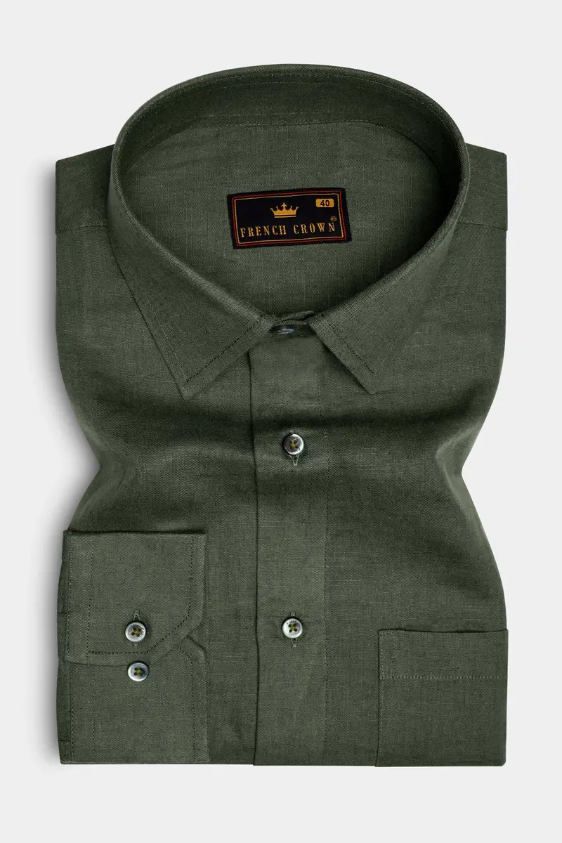 Herbanor-Merlin Green Luxurious Linen Dress Shirt 4