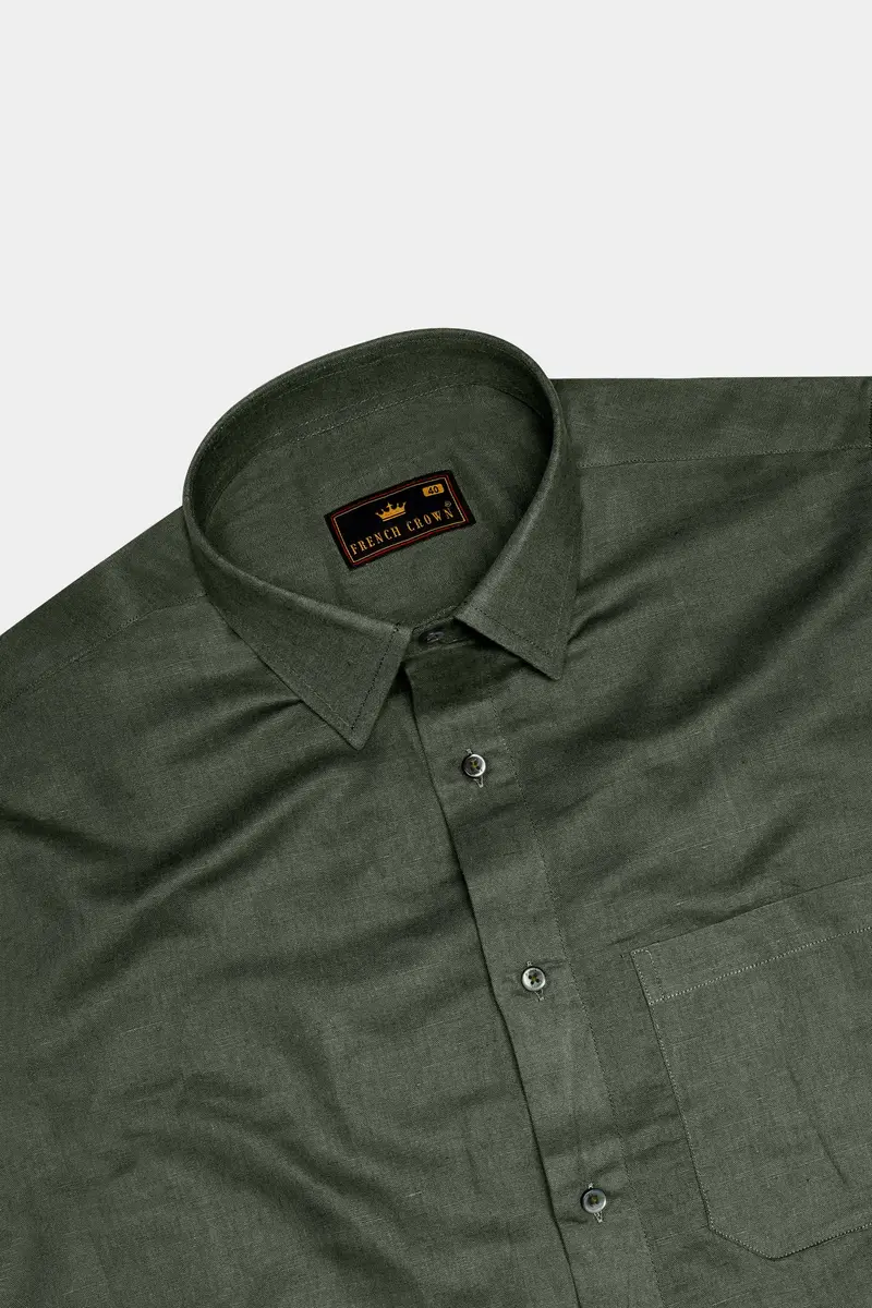 Herbanor-Merlin Green Luxurious Linen Dress Shirt 5
