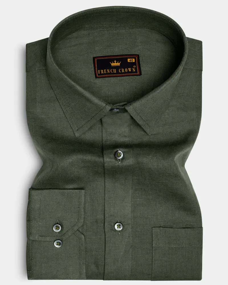Herbanor-Merlin Green Luxurious Linen Dress Shirt 6