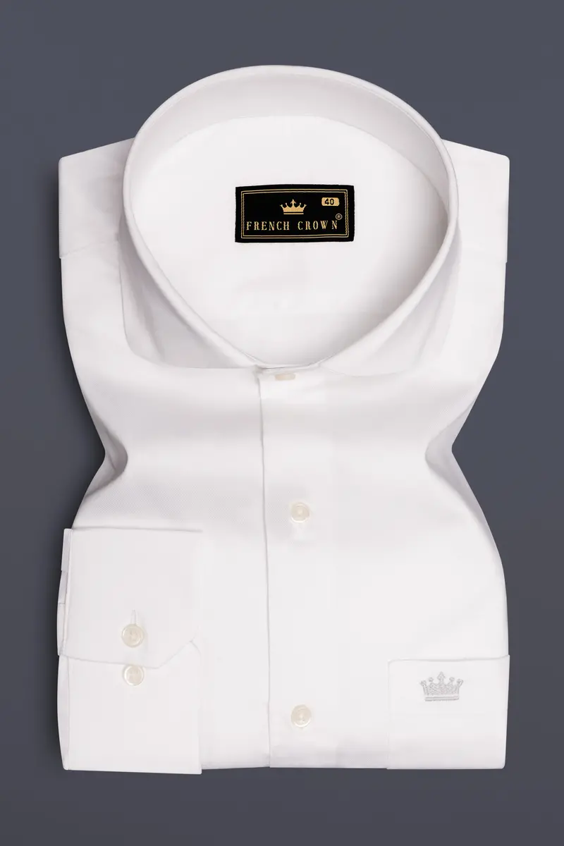 Heritage-Bright White Solid Twill Premium Cotton Dress Shirt 4
